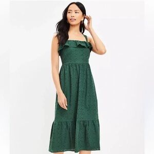 LOFT Teal Eyelet Dress